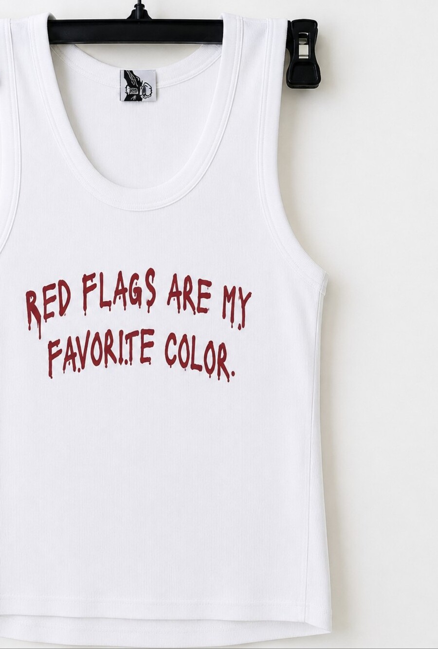 Boys Lie Red Flags Randy Tank White Red Graphic Ribbed Cotton Top